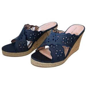 Draper James Navy Blue Emily Espadrille Wedge Heels Size 10